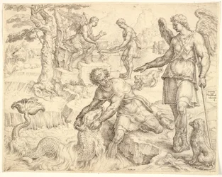 Tobias fängt den Fisch im Fluss Tigris