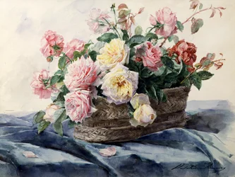 Rosenkorb. Gemälde von Madeleine Jeanne Lemaire (1845-1928)