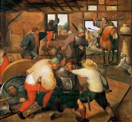 Schlägerei zwischen Soldaten und Bauern