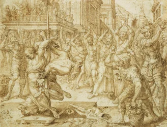 Die Steinigung der Ältesten, aus der Geschichte von Susanna, 1562