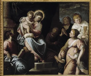 Die Jungfrau mit dem Kind umgeben von theologischen Tugenden Allegorie des Glaubens, der Hoffnung und der Nächstenliebe