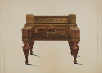 Melodeon in Schreibtisch umgewandelt, ca. 1937