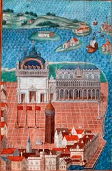 Ansicht des Markusplatzes mit dem Dogenpalast in Venedig