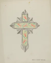 Zinn- und Tapetenkreuz, ca. 1937