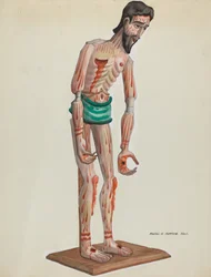 Holz-Christus, bemalte Vorderansicht, ca. 1937