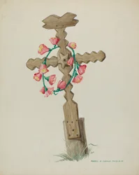 Holzkreuz als Grabstein handgefertigt