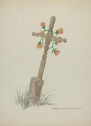 Holzkreuz als Grabstein