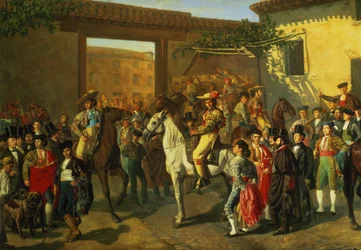 Pferde in einem Hof vor der Stierkampfarena, Madrid, 1853 (Detail)
