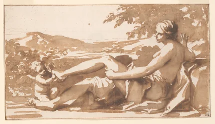 Studie für ein Übertürgemälde, Amor entfernt einen Dorn aus dem Fuß der Venus