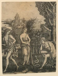 Schlange spricht zu einem jungen Mann