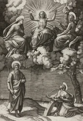 Christus, die Jungfrau und Johannes der Täufer mit den Heiligen Paulus und Katharina
