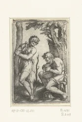 Junger Hirte mit Schalmei und alter Hirte mit Panflöte