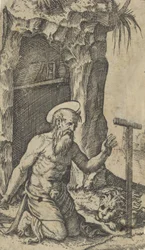 Der heilige Hieronymus kniet vor einem Kruzifix, aus der Serie 