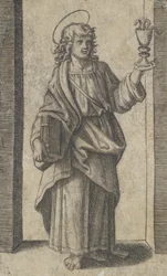 Heiliger Johannes, Buch in der rechten Hand, Kelch in der linken Hand, aus der Serie 