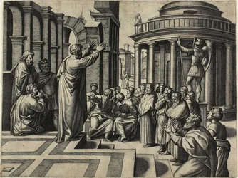 Der heilige Paulus predigt in Athen