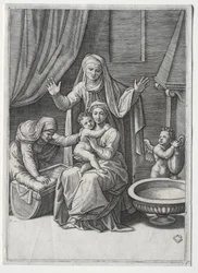 Die Jungfrau und die Wiege mit der Heiligen Elisabeth und der Heiligen Anna, 1520