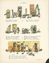 Illustration von Marcel Capy (1865-1941) in Le Sourire, Nr. 12, 20/03/13 - Die Kunst des Rondismus - Kunst, Avantgarde, Kubismus - Maler Künstler