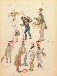 Kostümskizze für Statisten in der Oper La Bohème von Giacomo Puccini, Aufführung an der Pariser Opéra-Comique, 13. Juni