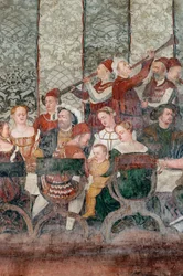 Bankett, Detail des Besuchs von Christian I. von Dänemark bei Bartolomeo Colleoni, Ehrensaal
