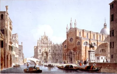 Die Kirche SS. Giovanni und Paolo und S. Marco, Venedig, graviert von Brizeghel