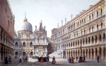Der Innenhof des Palazzo Ducale, Venedig (gestochen von Brizeghel)