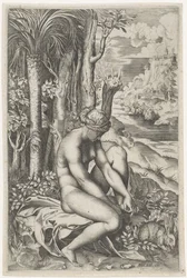 Venus, verletzt durch den Dorn einer Rose