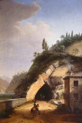 Ansicht des Hauses und der ersten Galerie von Varenna in Bellano, von Marco Gozzi