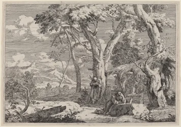 Wildernislandschaft mit zwei Mönchen