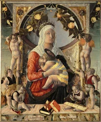 Madonna mit Kind, umgeben von acht Engeln