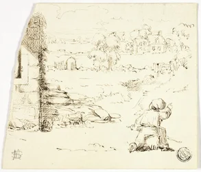 Landschaft mit Junge im Vordergrund