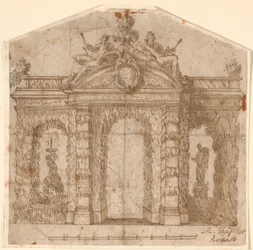 Architektonische Gartendekoration mit Springbrunnen