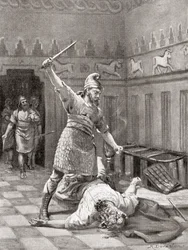 Die Ermordung Tukulti-Ninurtas I. in seiner belagerten Stadt Kar-Tukulti-Ninurta, aus Hutchinson