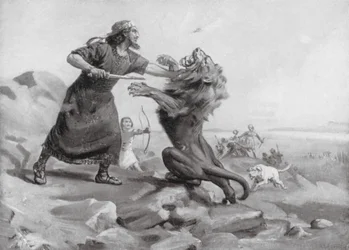 Tiglath-pileser I tötet einen Löwen