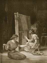 Ein babylonischer Webstuhl, Illustration aus 