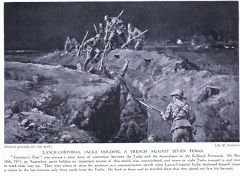 Lance Corporal Jacka gewinnt ein VC, indem er zeigt, wie ein Mann sieben besiegen kann Mai 1915