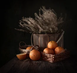 Rustikales Orangen-Stillleben