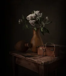 Weiße Blumen Rustikaler Schlüssel