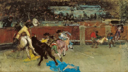 Stierkampf. Verwundeter Picador