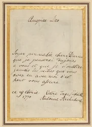 Autographenbrief an Thérèse oder Barbe Durieux, datiert 19. April 1770