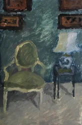 Innenraum mit Sessel und Lampe
