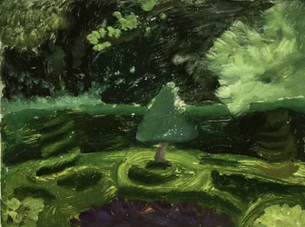 Landschaft mit grünem Garten in London