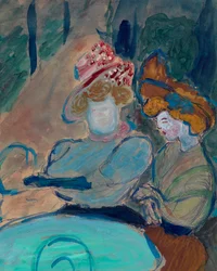 Zwei Frauen auf der Terrasse eines Cafés