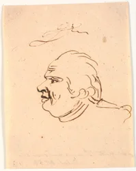 Herrenporträt. Profil nach links. Karikatur