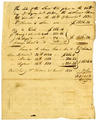 Dokument über den Verkauf von Sklaven und den Anteil, der verschiedenen Personen zusteht, November 1831