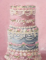 Rosa und Blauer Gestufter Kuchen