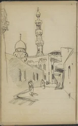Straße in Kairo mit Blick auf die Al-Rifai-Moschee