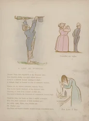 Seite aus den Humours of Cynicus (farbige Gravur)