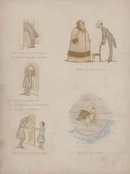 Seite aus den Humours of Cynicus (farbige Gravur)