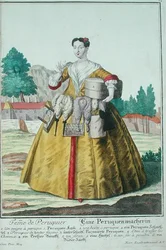 Die Frau des Perückenmachers, veröffentlicht in Augsburg, um 1735