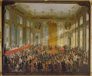 Kaiserin Maria Theresia bei der Investitur des Ordens vom Heiligen Stephan, 1764
